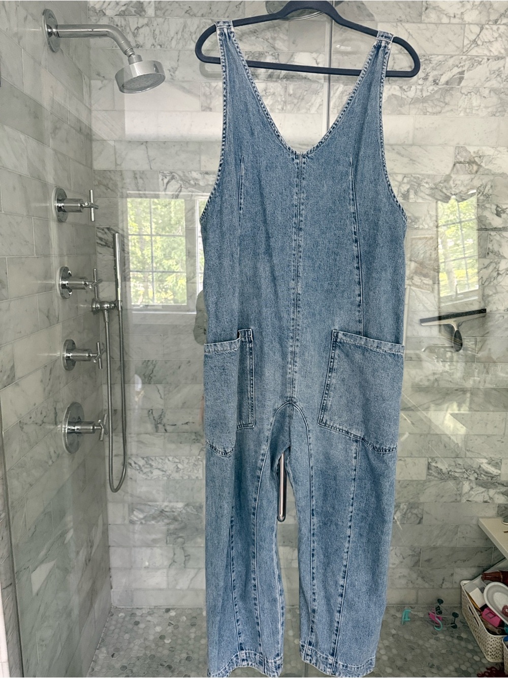Free People Denim High Roller Overalls size Medium